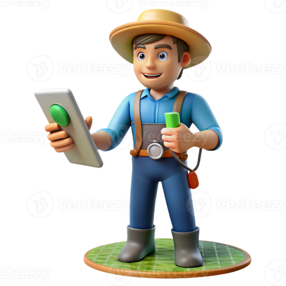 beautiful abstract Farmer Controlling Irrigation System with Smartphone Transparent Background authentic png