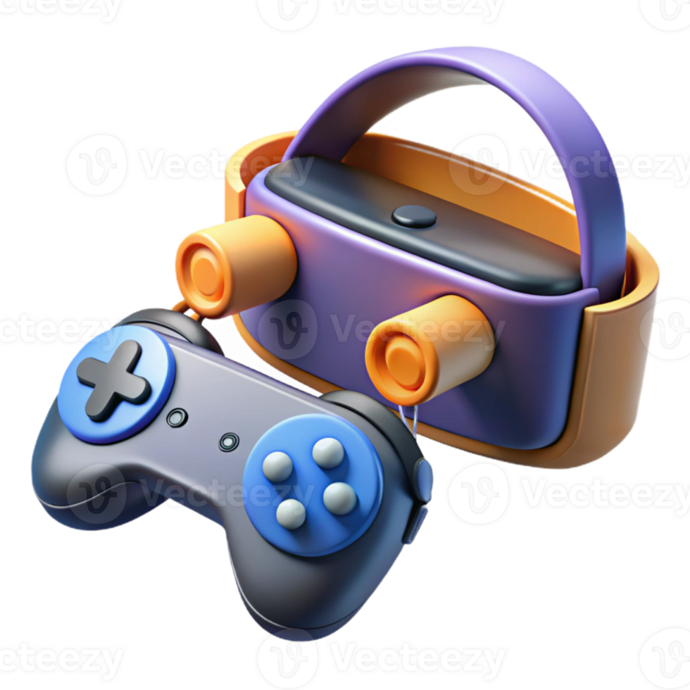 magnificent modern Virtual Reality Headset with Controllers Isolated Element premium png