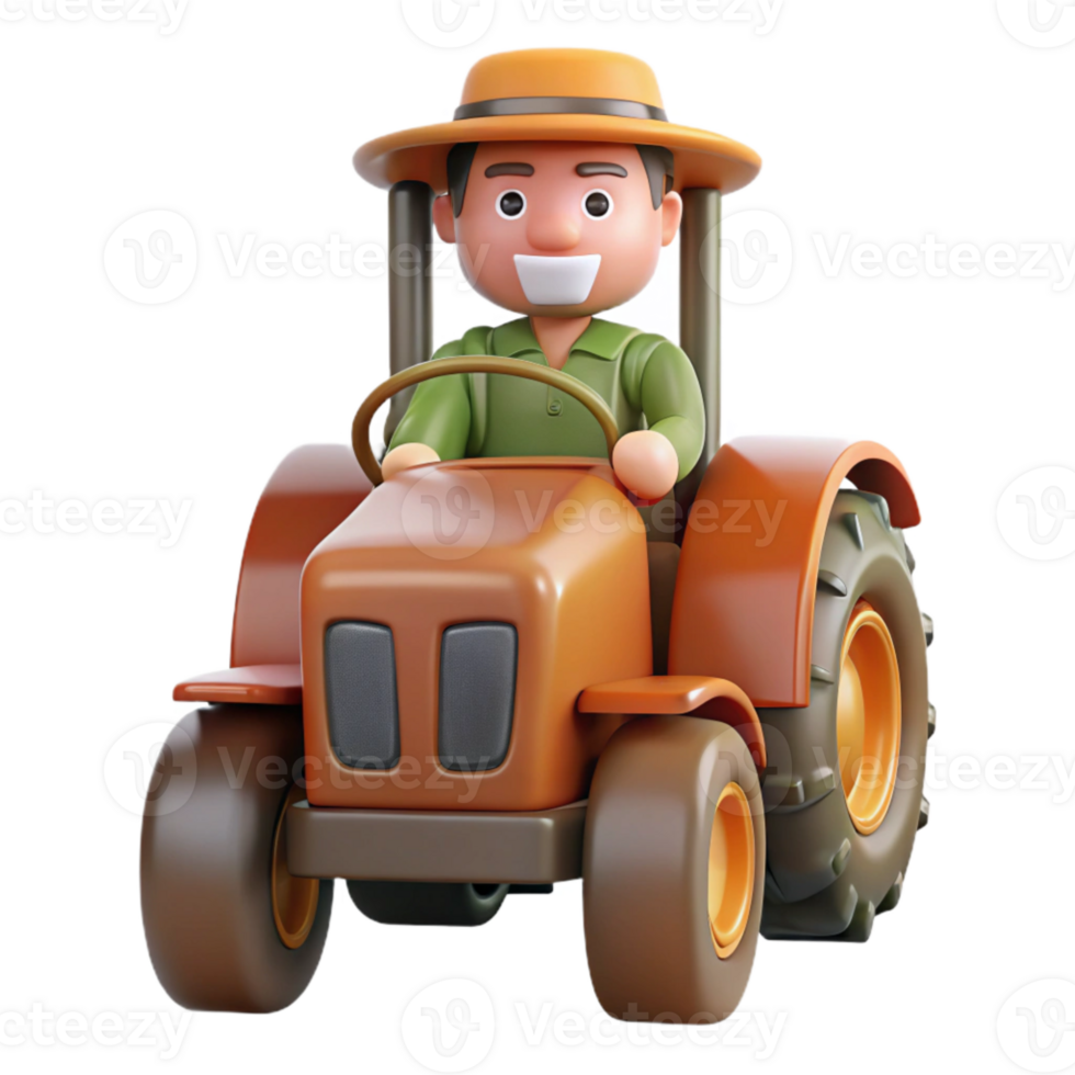 extraordinary minimalist Farmer Driving Tractor Front View Cutout detailed png