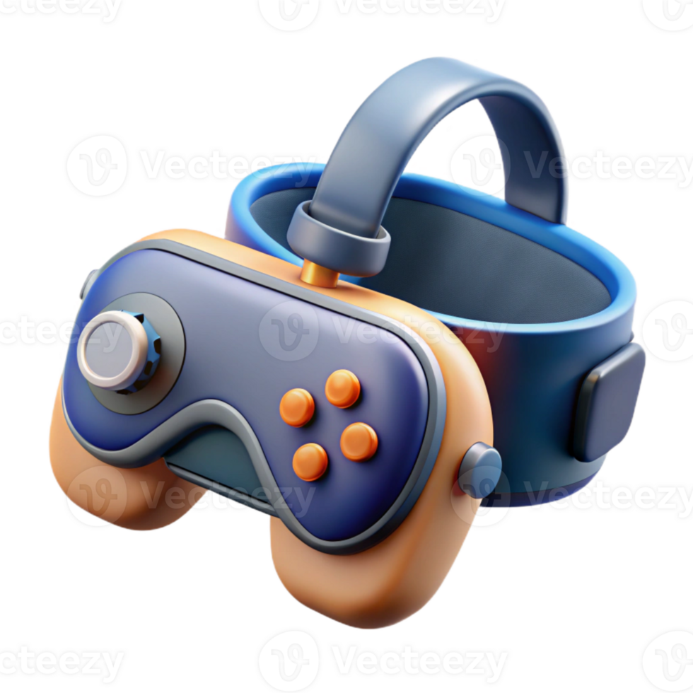 dramatic minimalist Virtual Reality Headset with Controllers Isolated Element detailed png