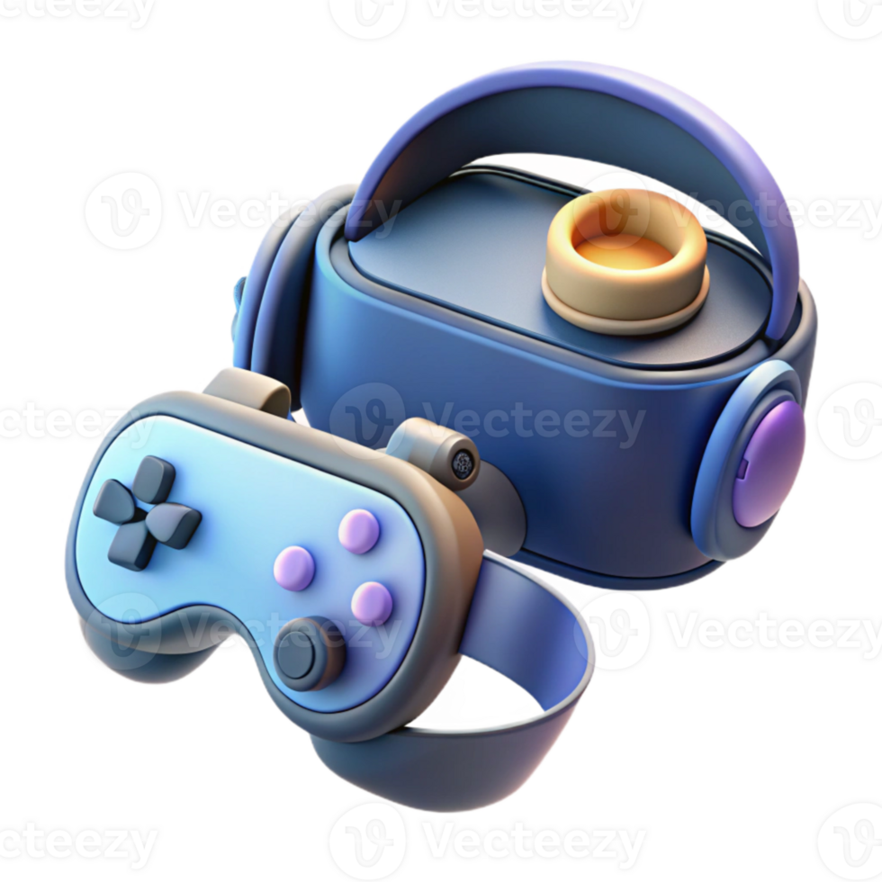 stunning classic Virtual Reality Headset with Controllers Isolated Element high resolution png