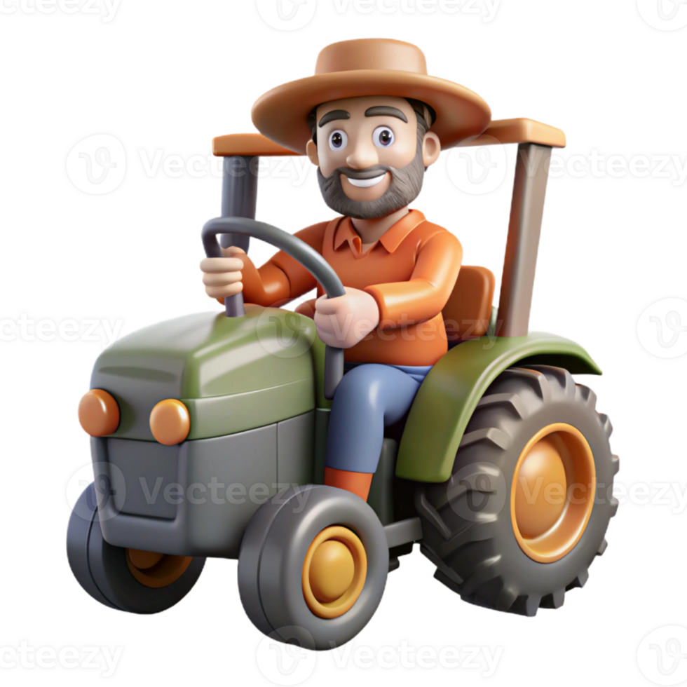dramatic minimalist Farmer Driving Tractor Front View Cutout original png