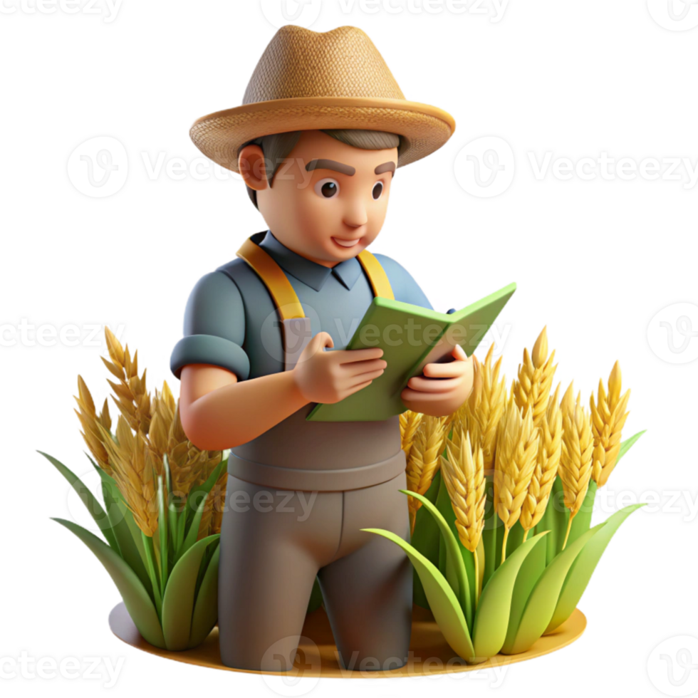 wonderful creative Farmer Examining Crops Close Up Isolated png
