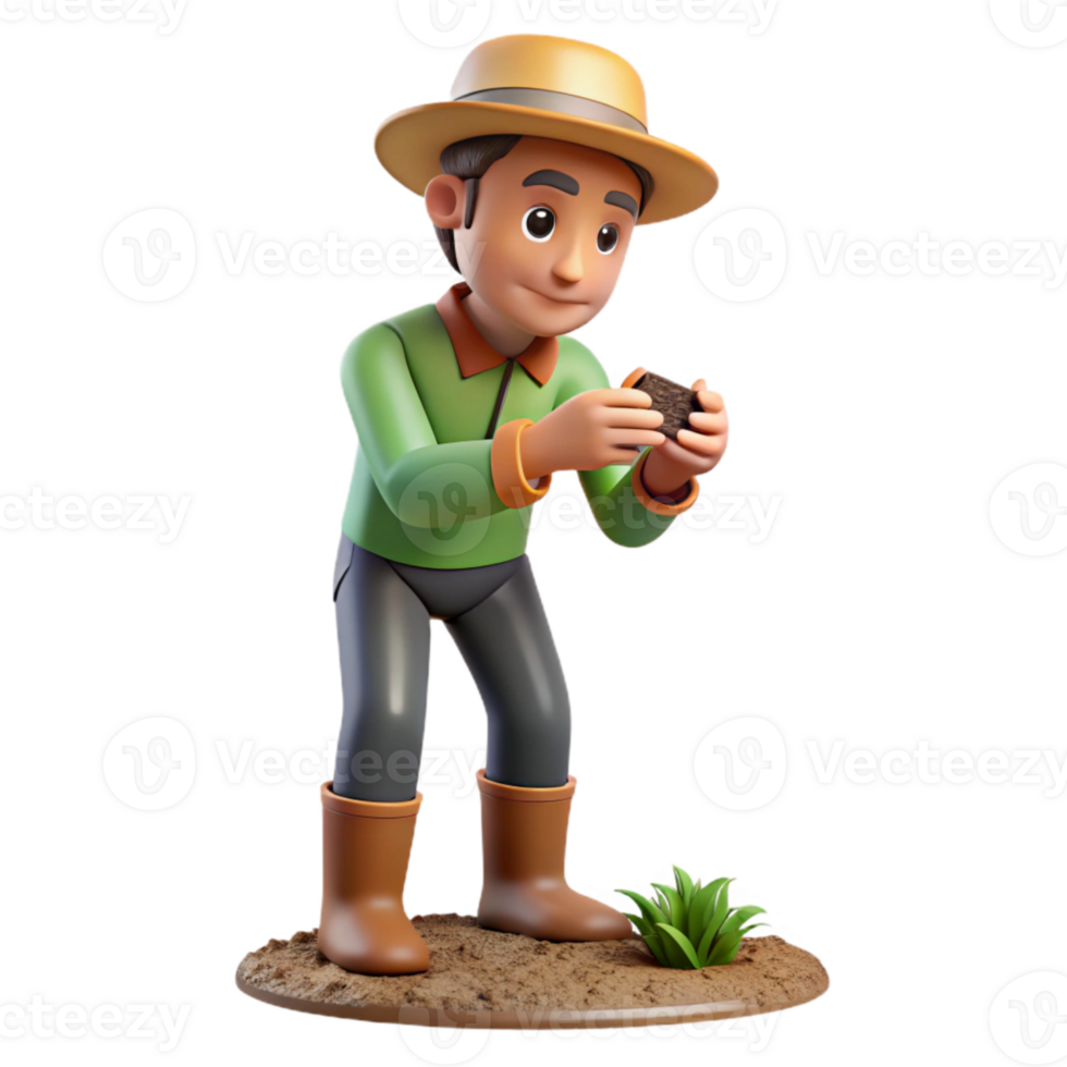 impressive abstract Farmer Examining Soil Sample Isolated professional png