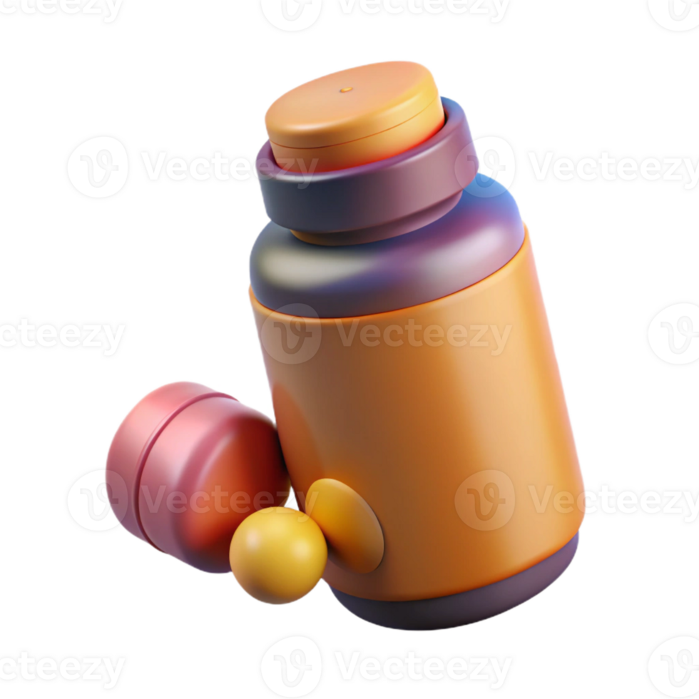 magnificent rustic Vitamins and Supplements Bottle Isolated original png