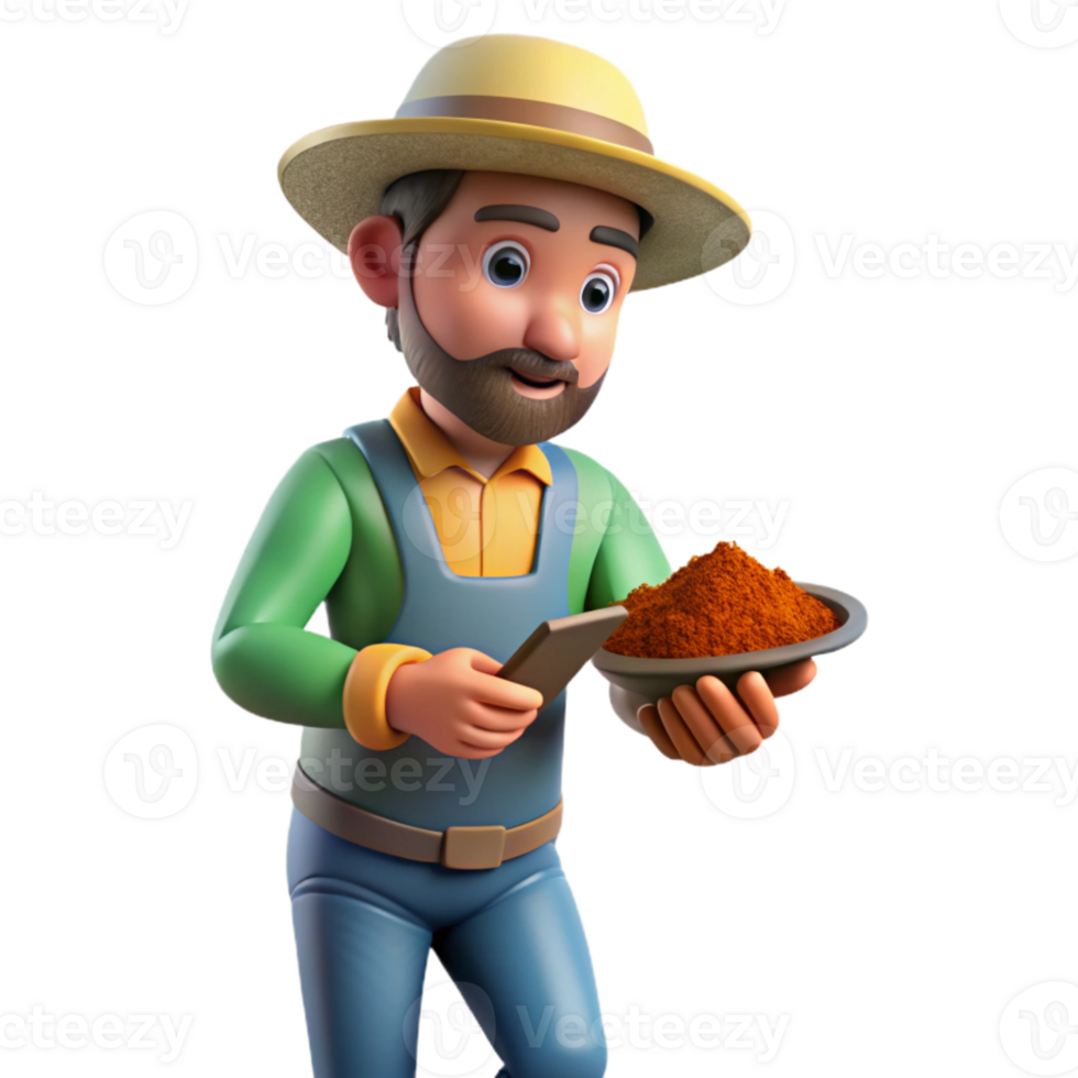 serene contemporary Farmer Examining Soil Texture Close Up Isolated genuine png