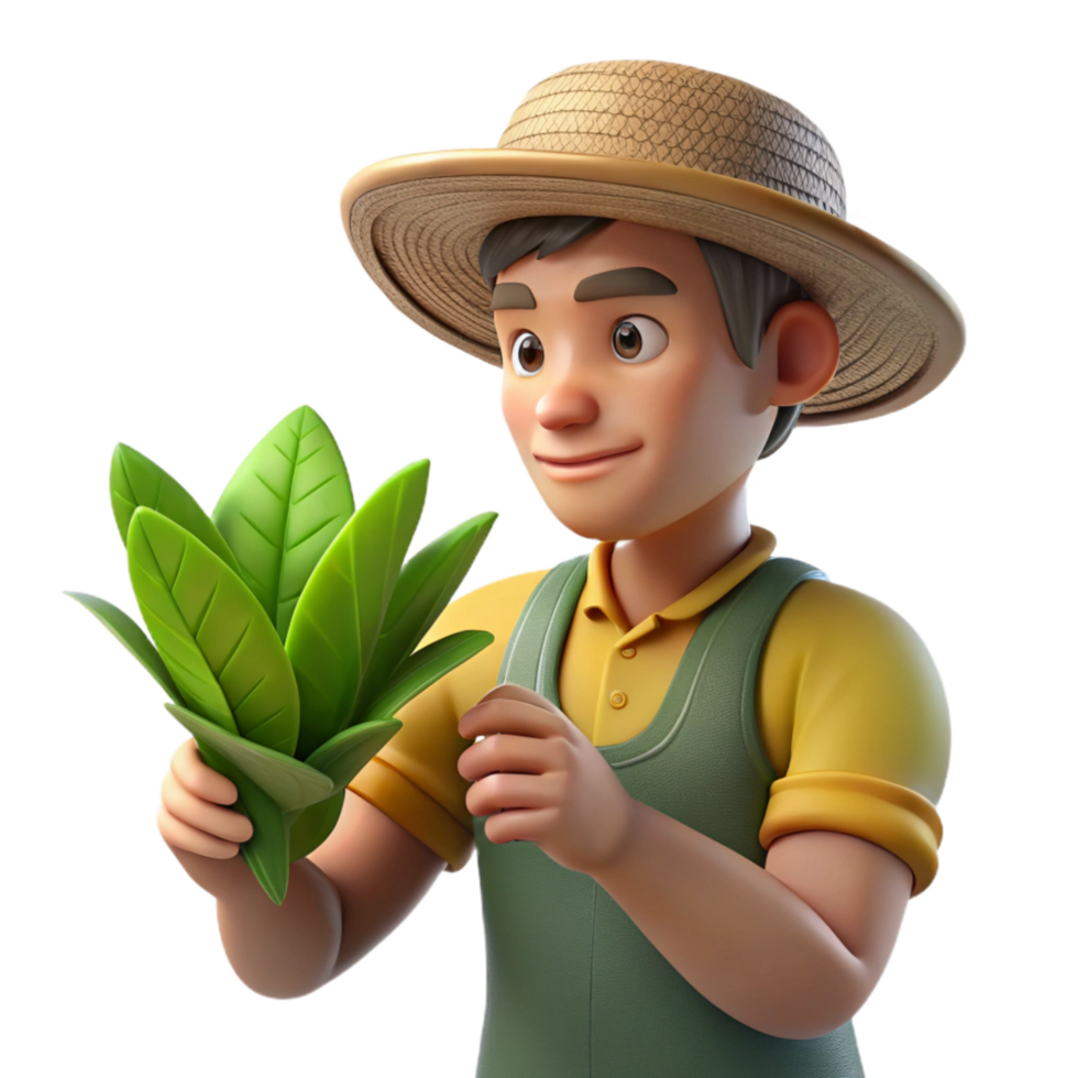 stunning classic Farmer Examining Plant Leaves Close Up Cutout original png