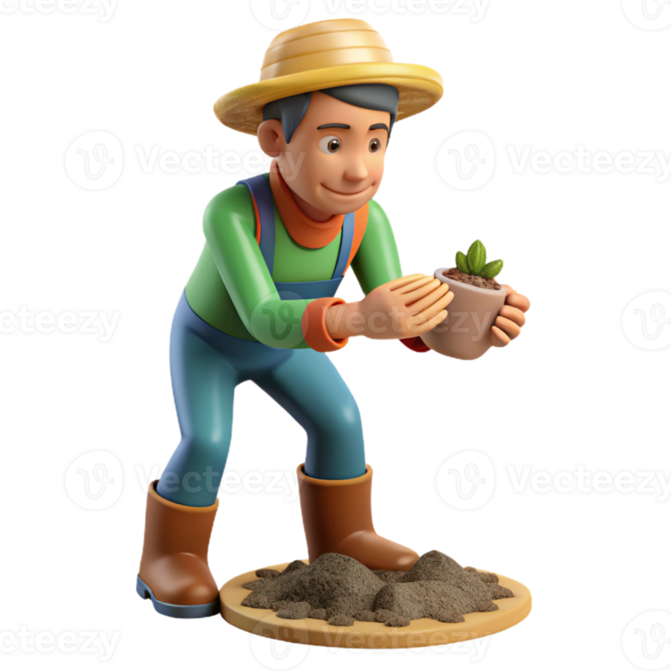 magnificent vintage Farmer Examining Soil Sample Isolated high quality png