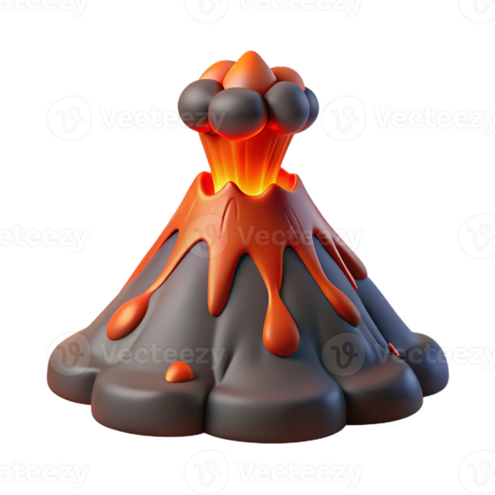 magnificent abstract Volcano Erupting with Lava Flow Cutout png