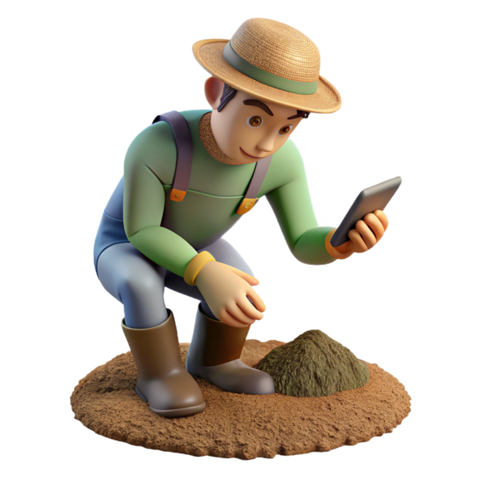 wonderful minimalist Farmer Examining Soil Texture Close Up Isolated exclusive png
