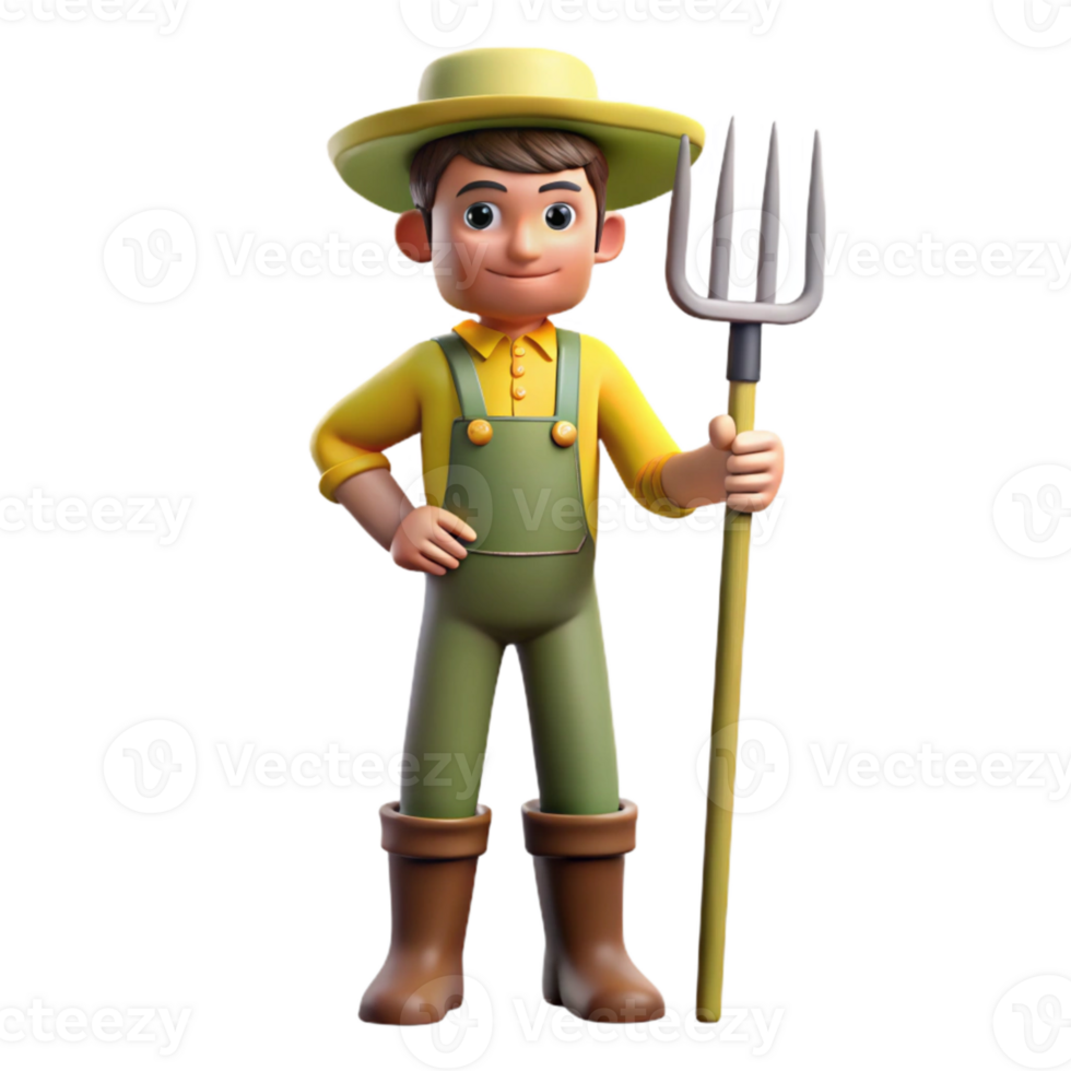wonderful traditional Farmer Holding Pitchfork Isolated Element original png