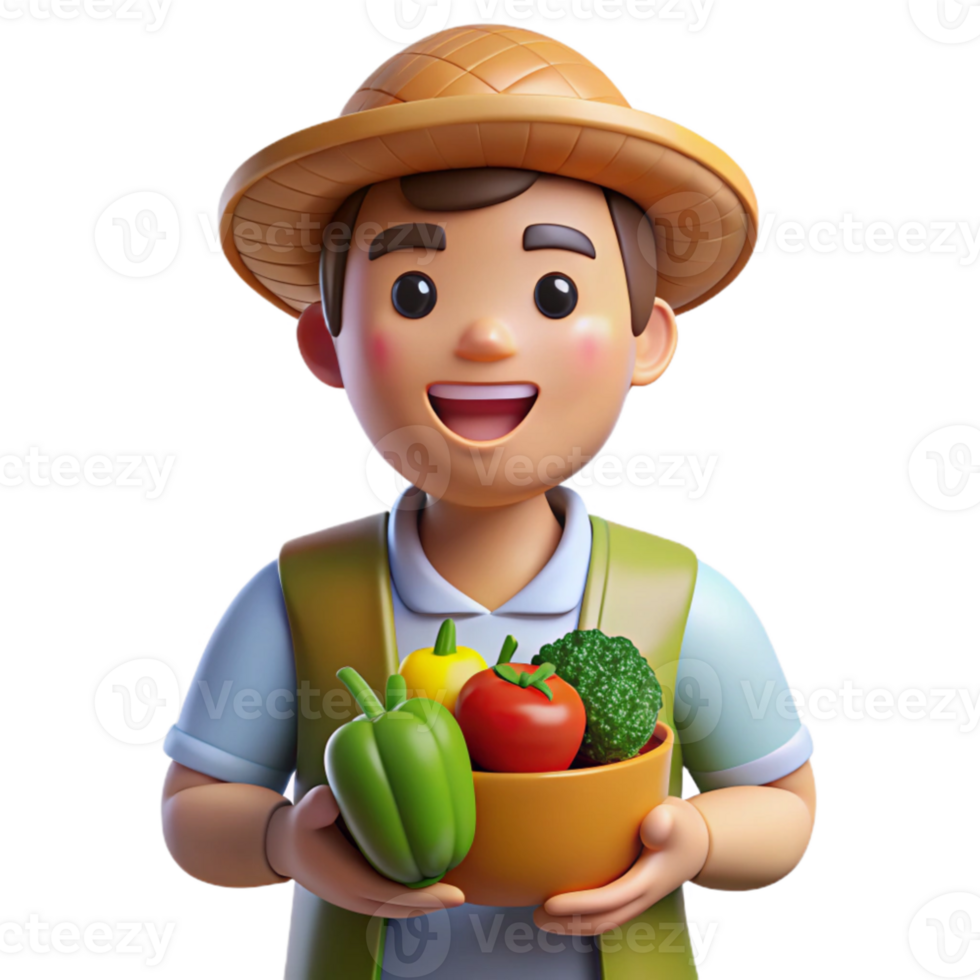extraordinary modern Farmer Holding Fresh Produce Cutout Smiling Face genuine png