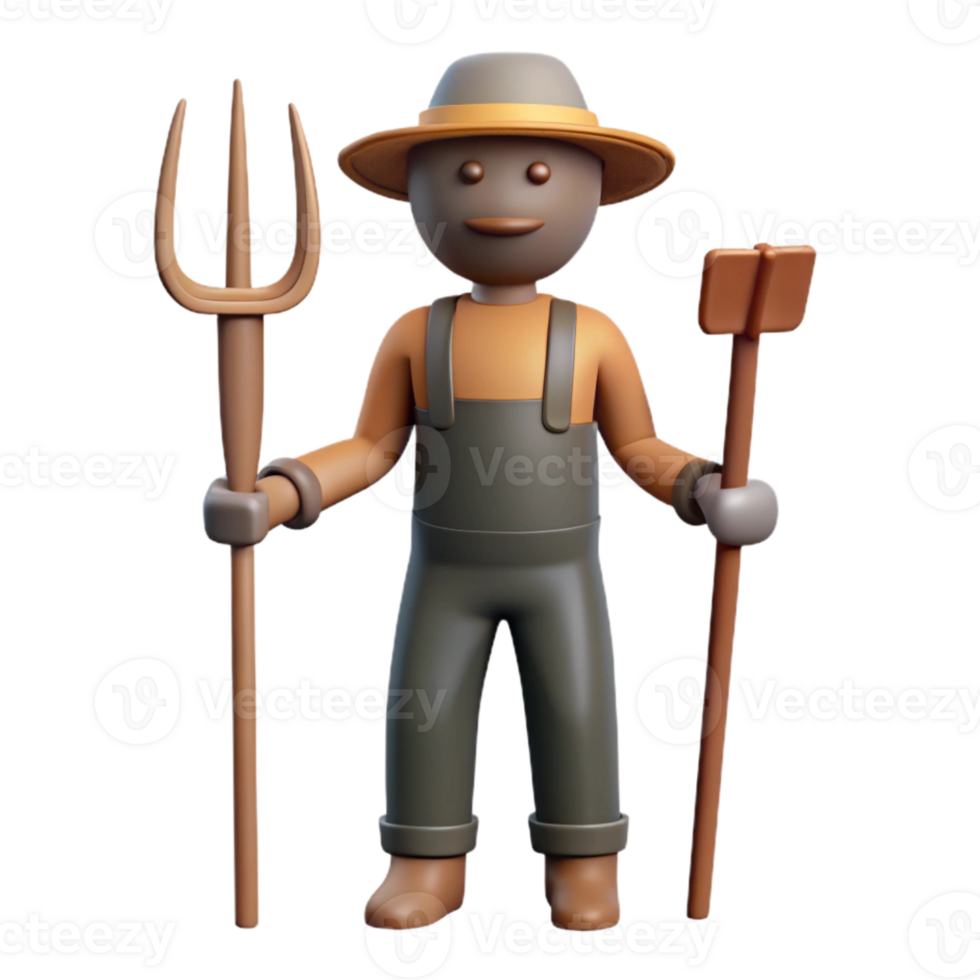 dramatic artistic Farmer Holding Pitchfork Silhouette Cutout png