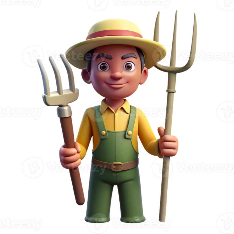wonderful minimalist Farmer Holding Pitchfork Isolated Element genuine png