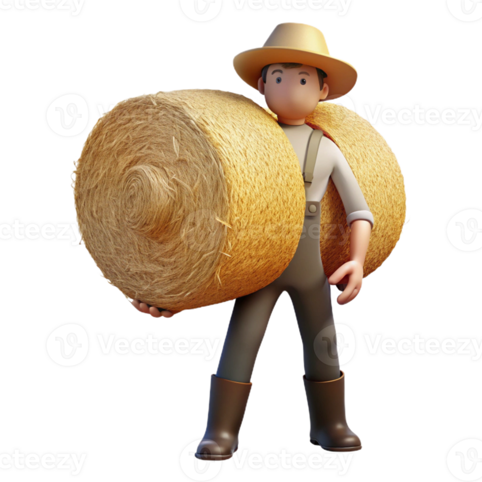 elegant traditional Farmer Holding Hay Bale Silhouette Transparent exclusive png