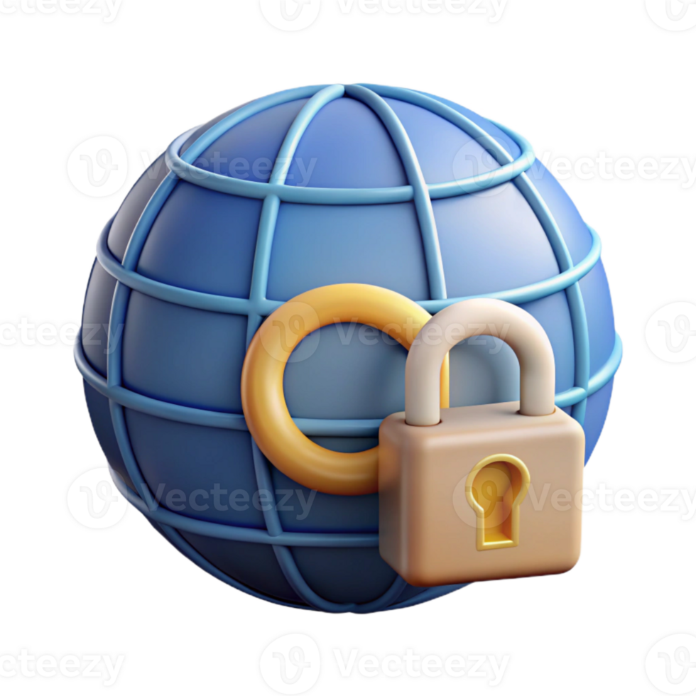 elegant artistic Vpn Connection Icon with Globe and Lock Transparent Background high quality png