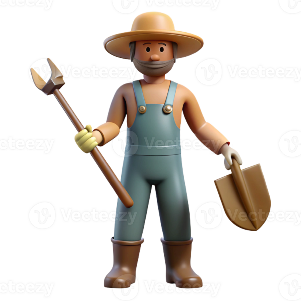 extraordinary creative Farmer Holding Shovel Silhouette Cutout authentic png
