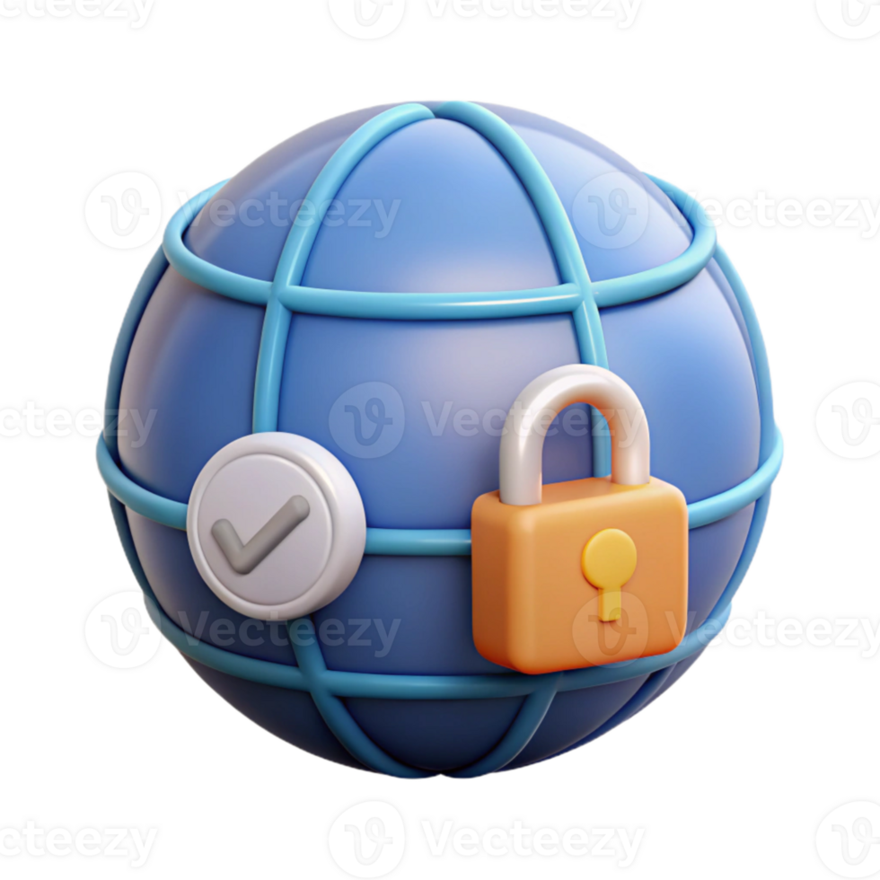 stunning contemporary Vpn Connection Icon with Globe and Lock Transparent Background png