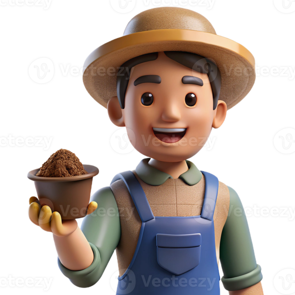 wonderful rustic Farmer Holding Soil Sample Close Up Transparent Background professional png