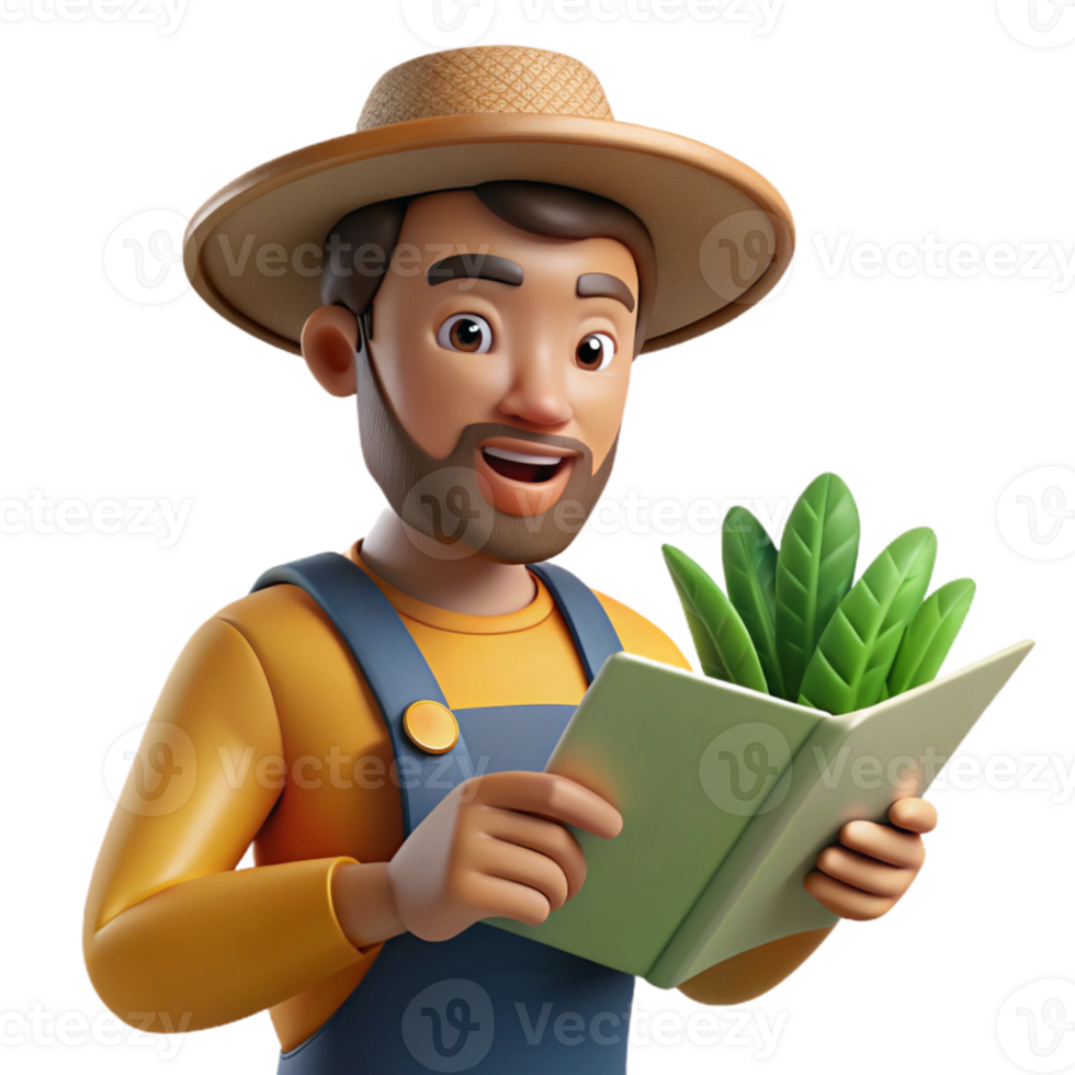 vibrant abstract Farmer Inspecting Crops Close Up Transparent detailed png