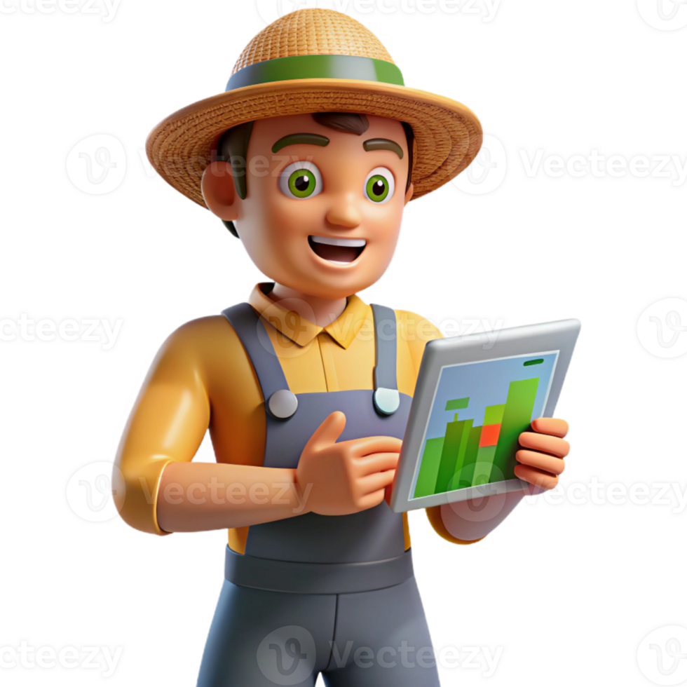 beautiful traditional Farmer Holding Tablet Showing Data Transparent detailed png