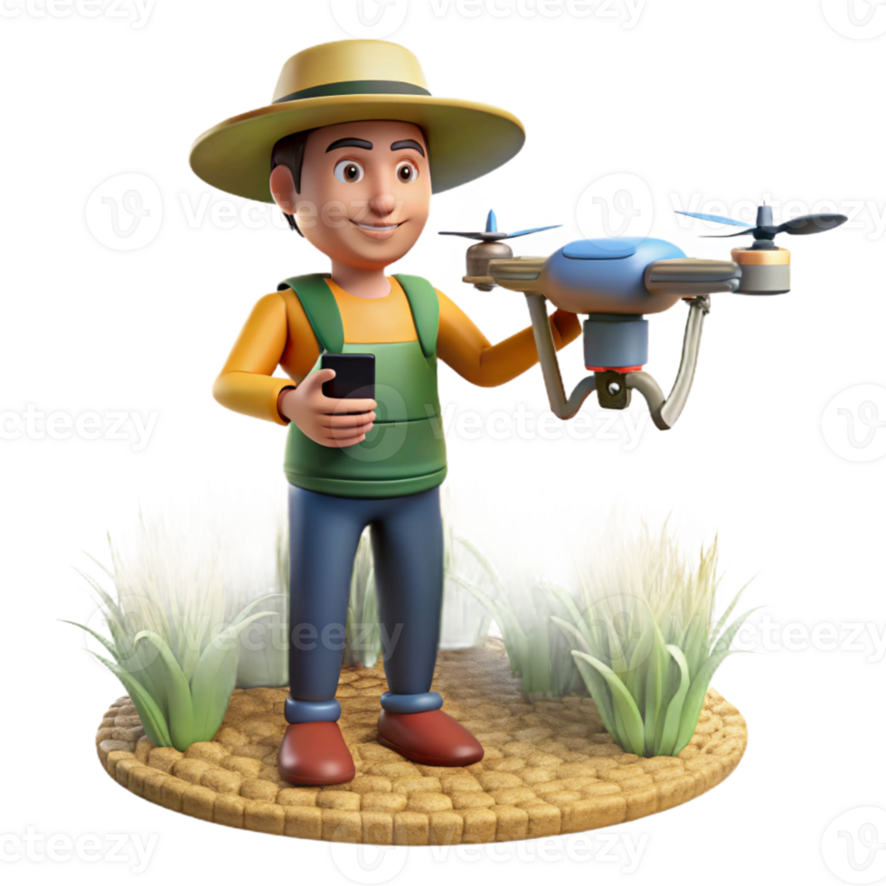 extraordinary modern Farmer Inspecting Crops with Tablet Isolated original png