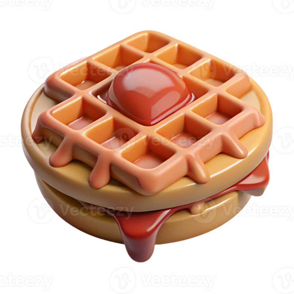 extraordinary classic Waffle with Syrup Isolated Element professional png