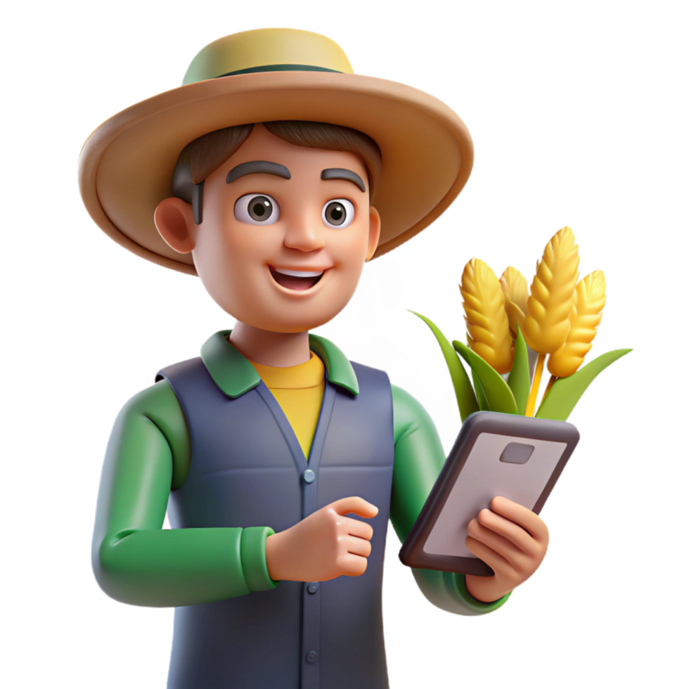 magnificent vintage Farmer Monitoring Crop Health with Handheld Device Transparent Background Cutout exclusive png