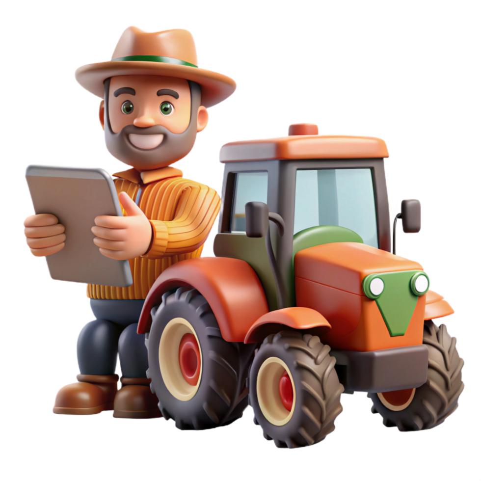 stunning modern Farmer Operating Tractor with Gps Guidance Transparent Background high quality png
