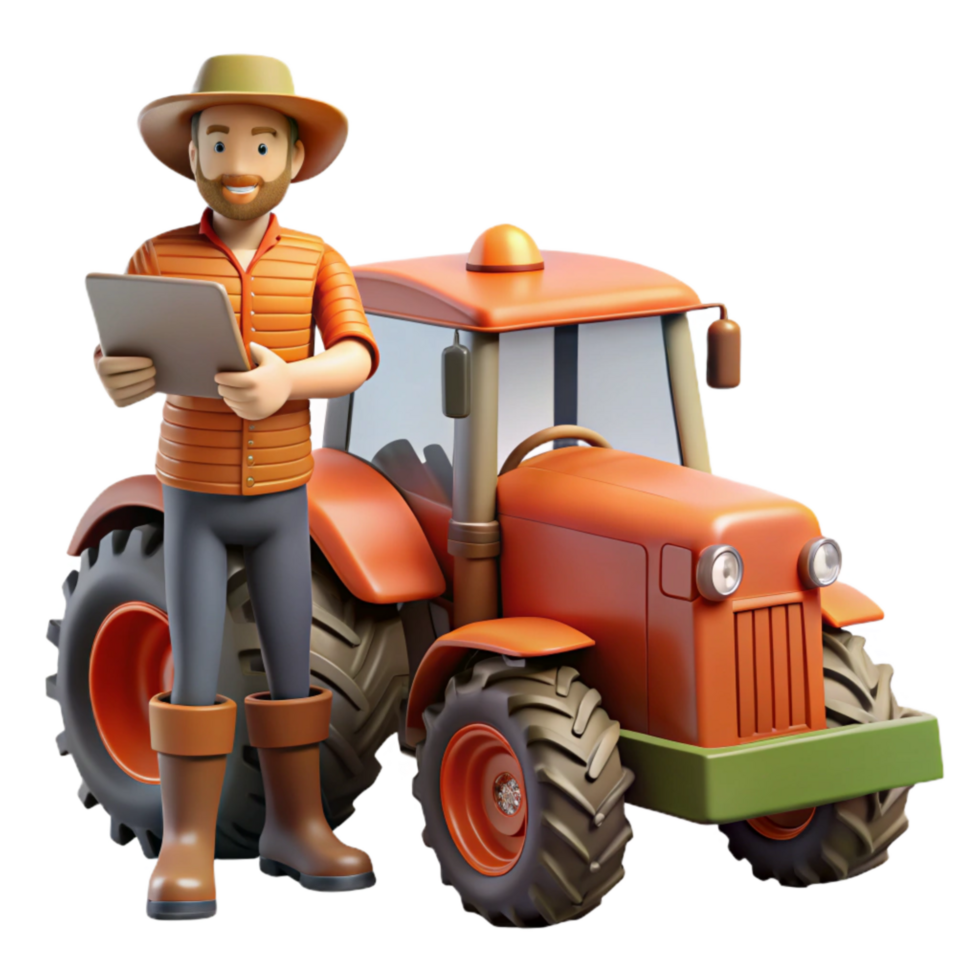 impressive minimalist Farmer Operating Tractor with Gps Guidance Transparent Background original png