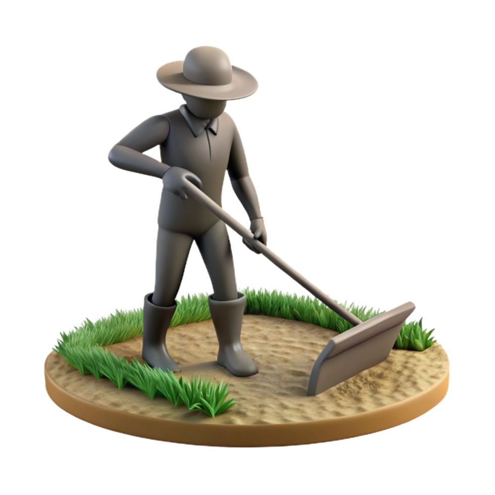 serene contemporary Farmer Plowing Field Silhouette Cutout premium png