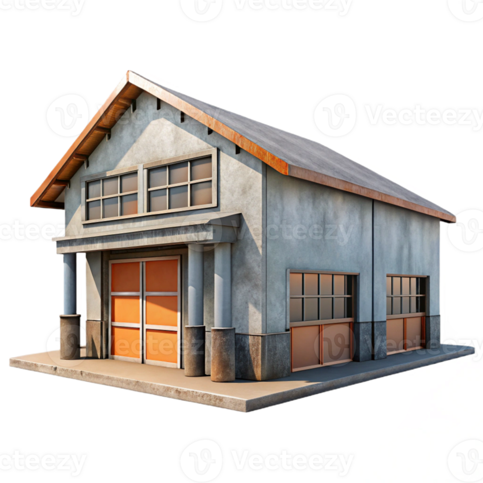 serene abstract Warehouse Building Front View Transparent Background original png