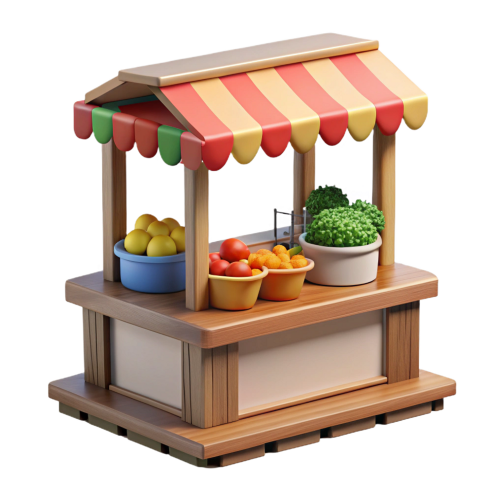 extraordinary classic Farmers Market Stall Transparent Background Colorful Display high quality png