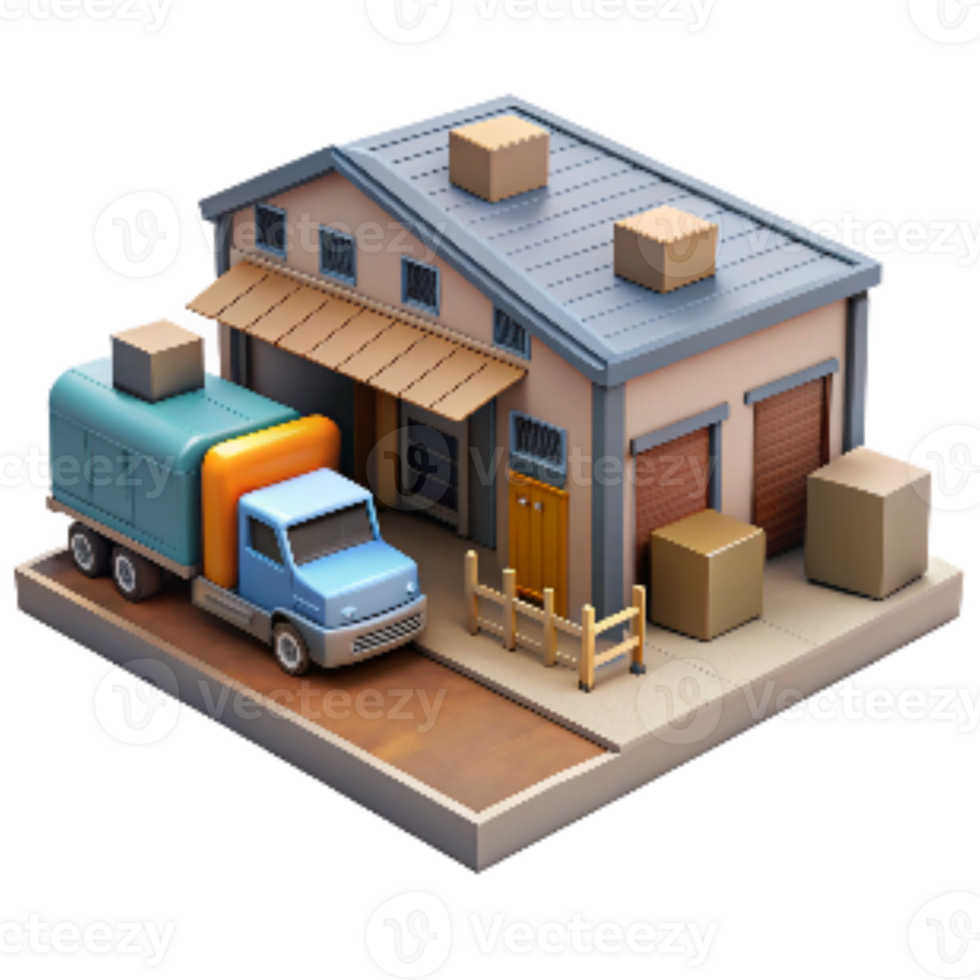 serene abstract Warehouse District Docks and Trucks Isolated high resolution png