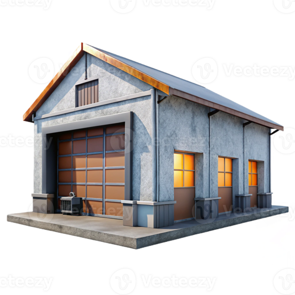 vibrant traditional Warehouse Building Front View Transparent Background original png