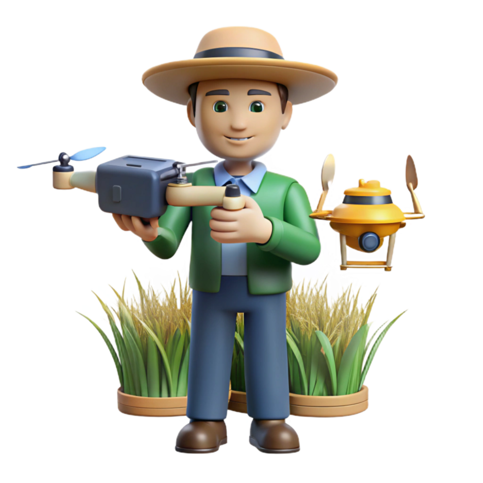 beautiful traditional Farmer Using Drone to Inspect Crops Isolated Cutout genuine png