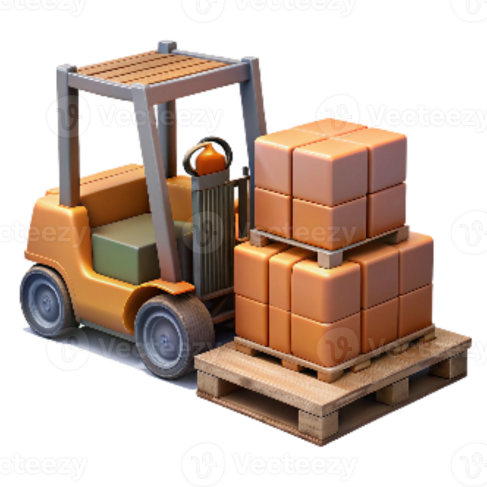 vibrant contemporary Warehouse Forklift with Pallet Transparent Background high resolution png