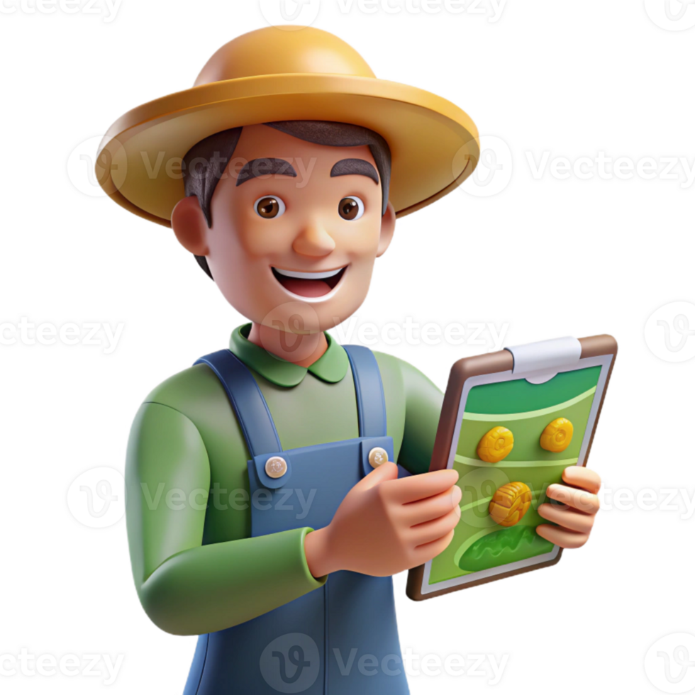 dramatic vintage Farmer Using Precision Agriculture App Transparent Background high quality png