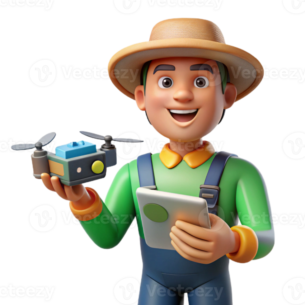 elegant classic Farmer with Drone Remote Control Cutout genuine png