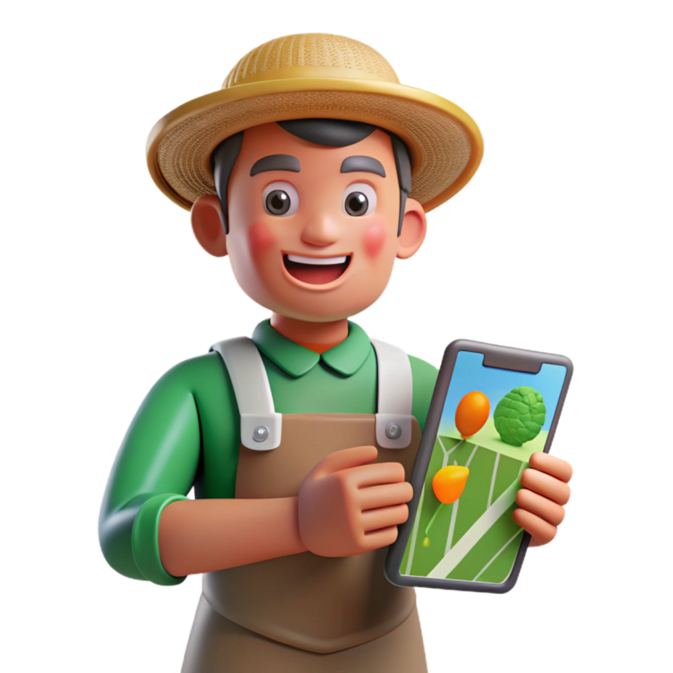 magnificent creative Farmer Using Precision Agriculture App Transparent Background genuine png