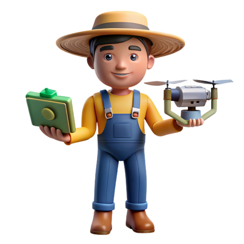 Farmer with Drone Remote Control Cutout png