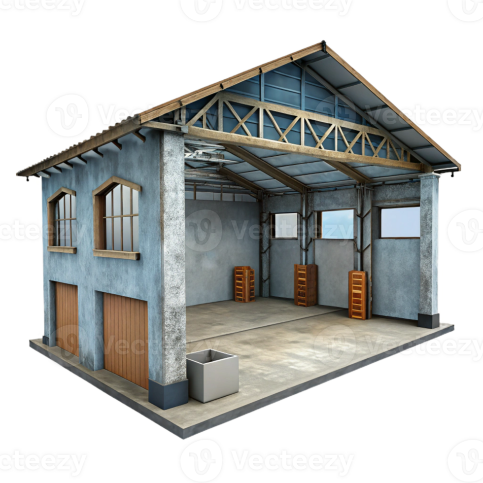 beautiful artistic Warehouse Interior Empty Space Cutout Element premium png