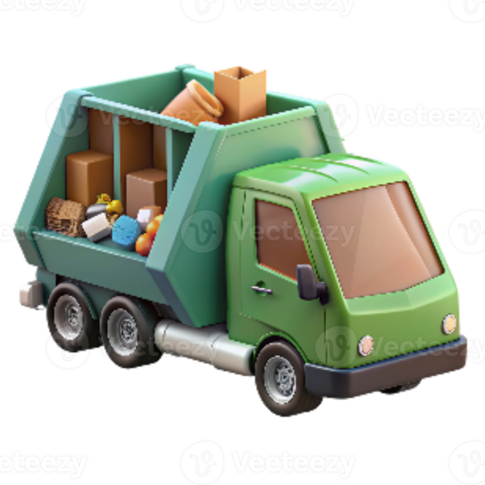 beautiful abstract Waste Management Truck Collecting Garbage Cutout detailed png