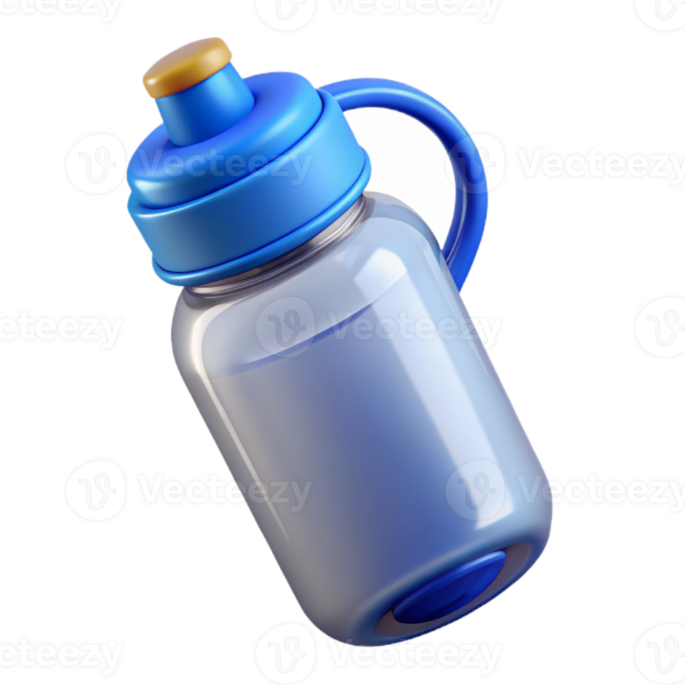 wonderful classic Water Bottle Clear with Blue Cap Transparent Background authentic png
