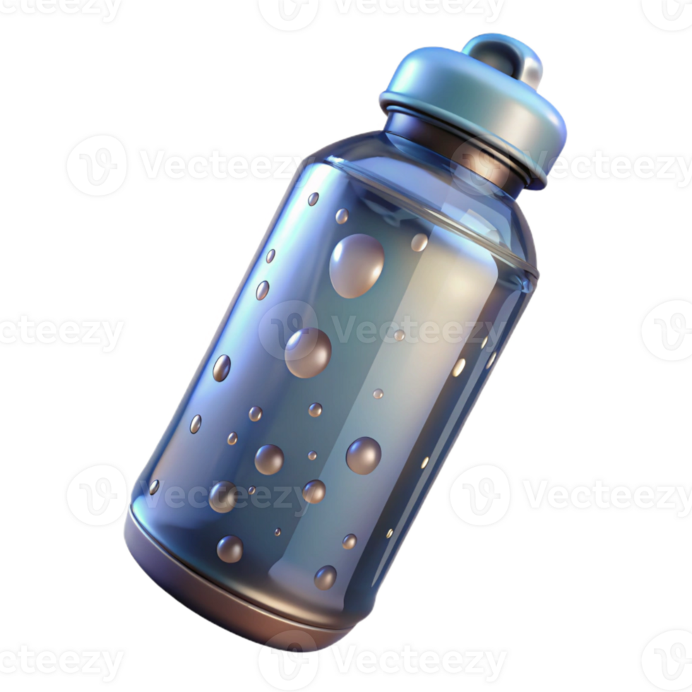 beautiful modern Water Bottle Clear with Blue Cap Transparent Background detailed png
