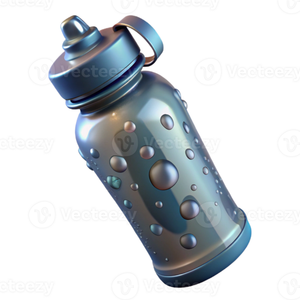 dramatic traditional Water Bottle Clear with Blue Cap Transparent Background professional png