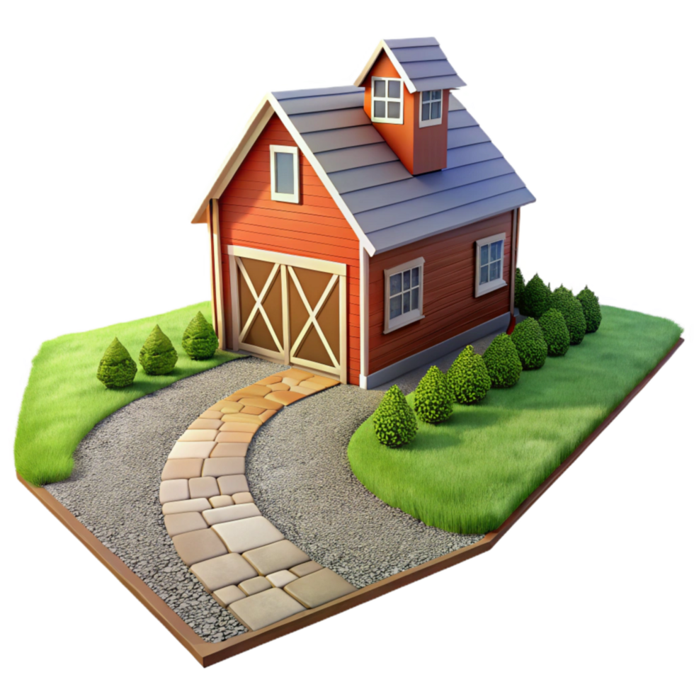 dramatic traditional Farmhouse Driveway Isolated with Gravel Surface high resolution png