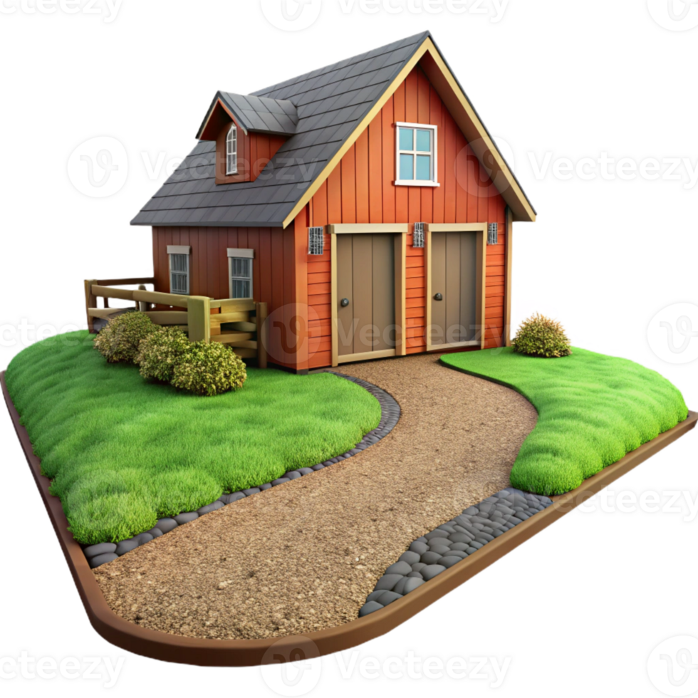 impressive minimalist Farmhouse Driveway Isolated with Gravel Surface genuine png