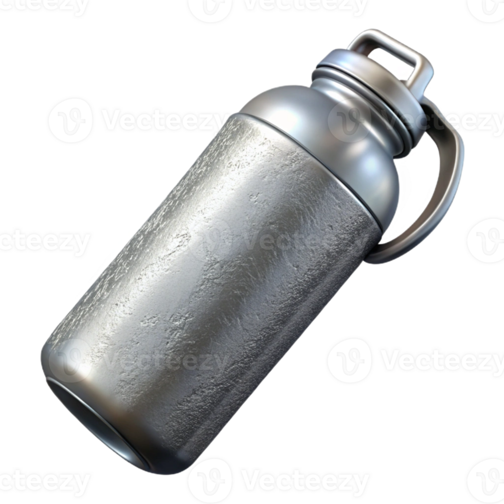 serene artistic Water Bottle Insulated Silver Isolated Cutout high resolution png