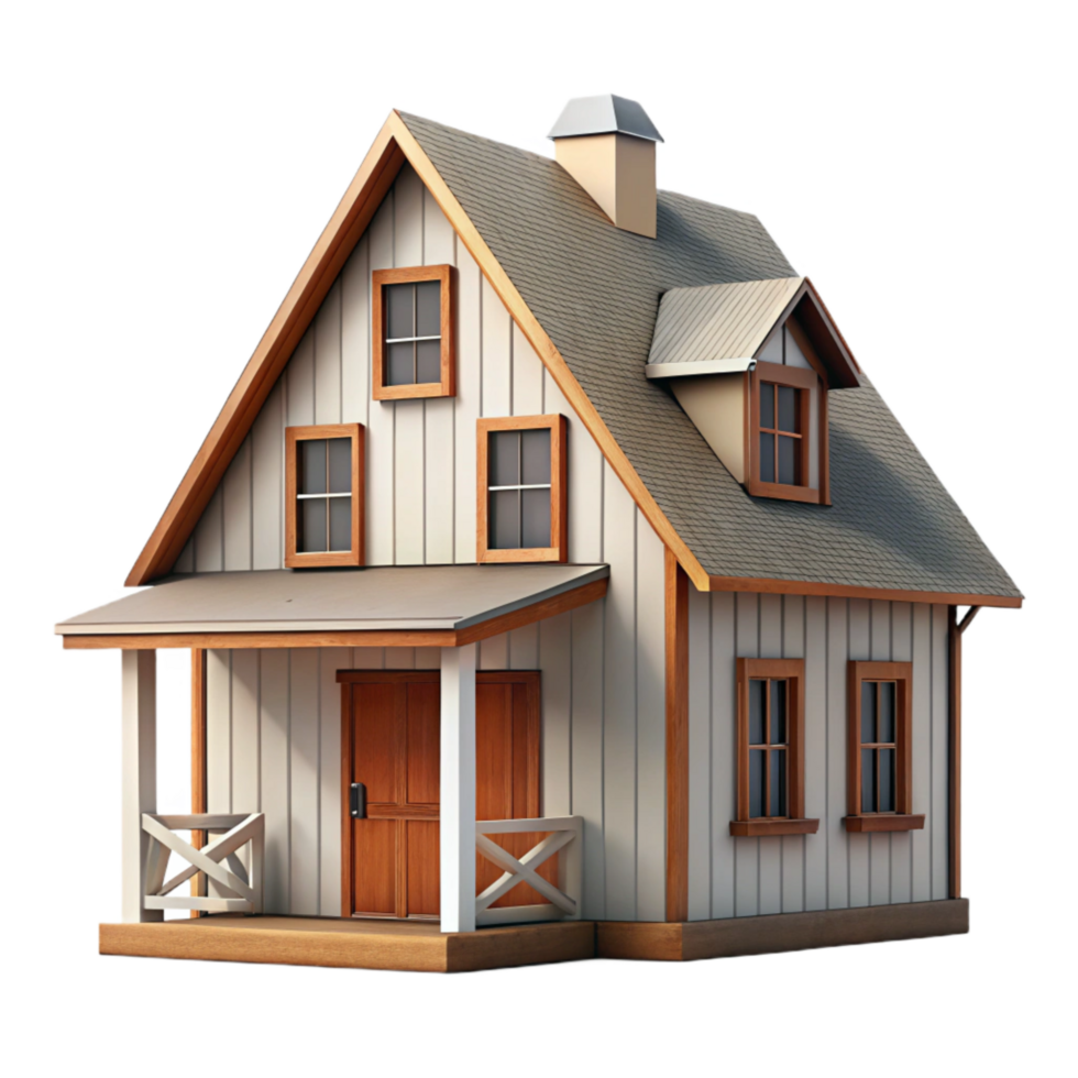 serene abstract Farmhouse Front View with White Walls Isolated authentic png